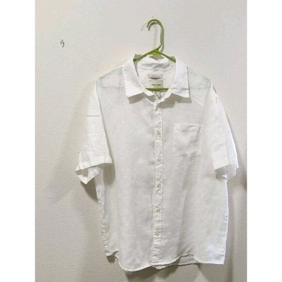 Thom AAron 100% Linen Shortsleeve Buttonup Shirt  European Grown Flax White  XXL - Picture 1 of 5